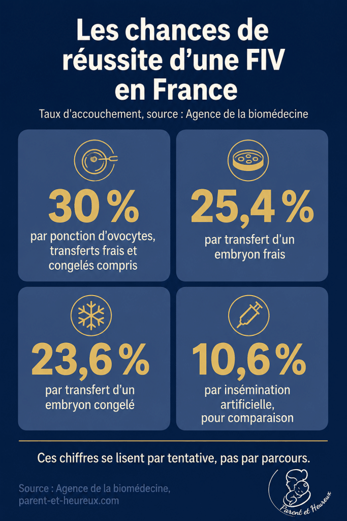 taux de réussite d'une fiv en france selon l'agence de la biomédecine