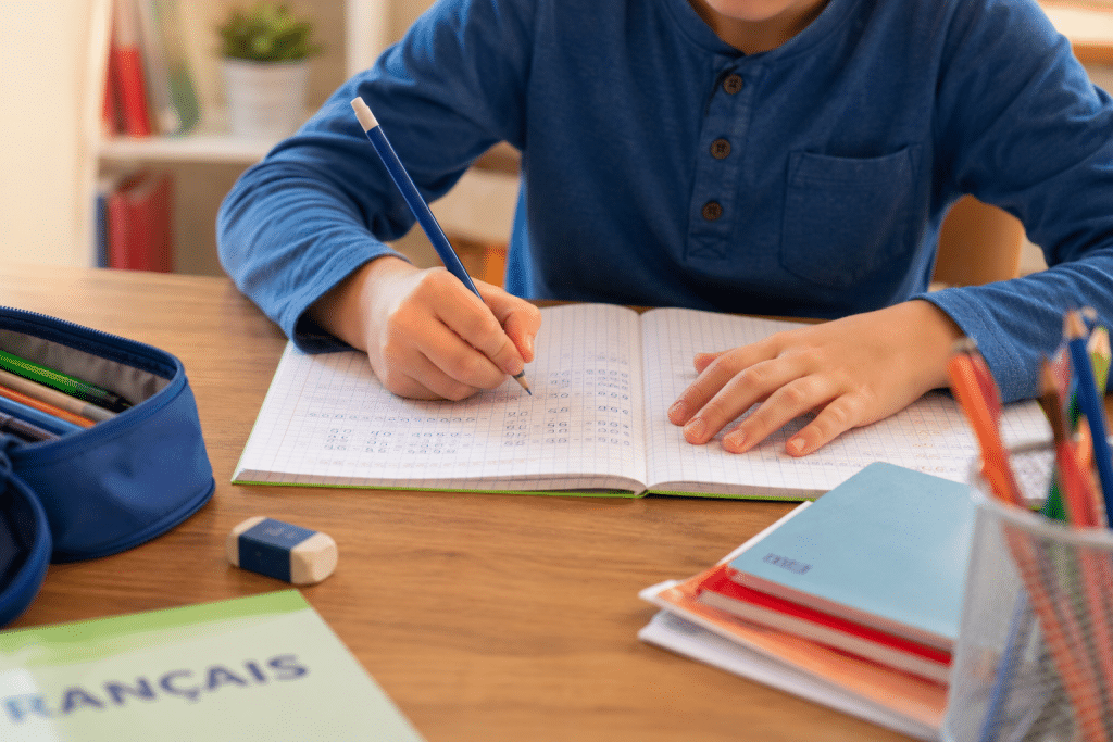 petit garçon qui fait ses devoirs